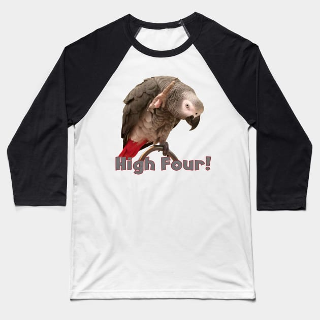 African Grey Parrot Waving High Four Baseball T-Shirt by Einstein Parrot